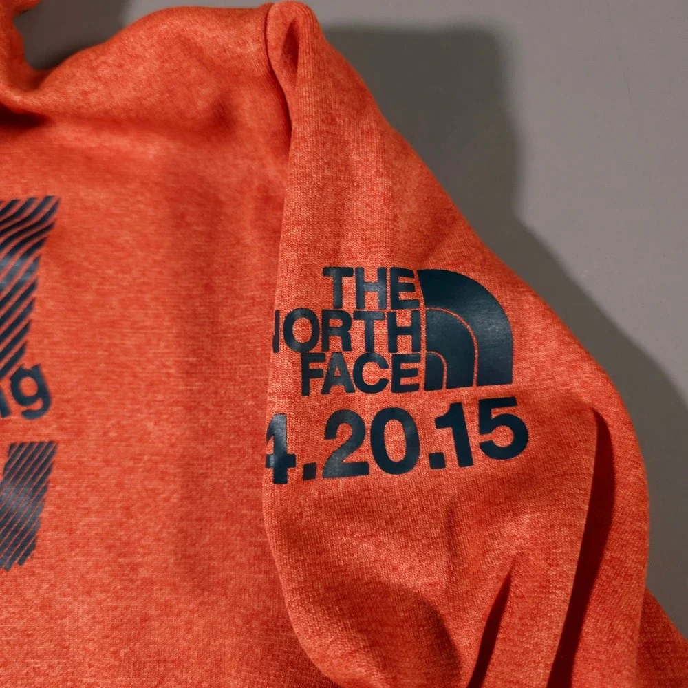 The North Face Hoodie Mens Medium Orange Boston Marathon 2015 Run Graphic